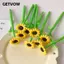 GETVOW Silicone Flower Pen, Silicone Để Bàn Trang Trí Bút Gel Hướng Dương, Kawaii Hoa Trung Tính Bút Học Sinh & Văn Phòng Phẩm Quà Tặng