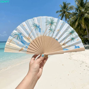 Quạt Gấp Di Động QEARY, Hoa Văn Trái Cây Handmade Tay Quay Quạt, Tay Cầm Bằng Gỗ Nhẹ Trang Trí Tây Ban Nha Quạt Gỗ Đảng