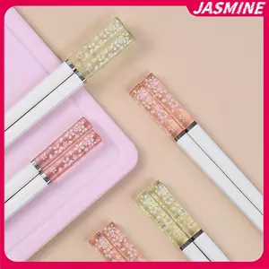 JASMINE Hổ Phách Hoa Anh Đào Hợp Kim Chopstis Trung Quốc Bộ Đồ Ăn Có Thể Tái Sử Dụng Hoa