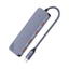 Exhila USB A và C Host Hub USB 3 2 10Gbps Bộ chia dữ liệu 4 chiều Vỏ kim loại màu xám và cáp vải cho khu vực bàn làm việc văn phòng