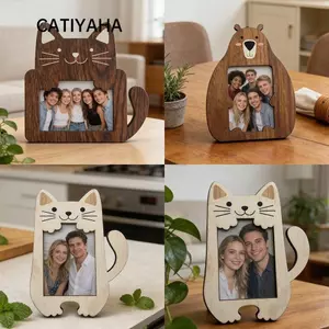 Khung ảnh bằng gỗ CATIYAHA, Trang trí máy tính để bàn Màn hình ảnh tại nhà Khung ảnh để bàn, Thiết kế gấu mèo sáng tạo Giá trưng bày ảnh hình động vật tại nhà