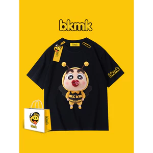 BKMK Mùa Hè Nam In Hình Hoạt Hình Áo Thun Nữ Tay Ngắn Rời 100% Cotton Cao Cấp Cotton Lười Phong Cách Đa Năng Mới Hợp Thời Trang Áo Thun 0704