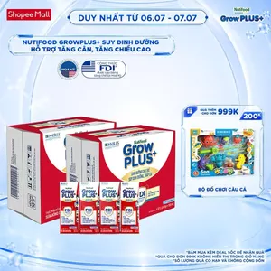 Thùng SBPS Nutifood GrowPLUS+ ít đường Suy Dinh Dưỡng - Tăng Cân, Tăng Chiều Cao (48 Hộp x 180ml) (Bao bì tùy lô hàng)