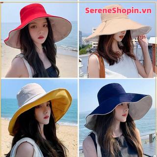 Mũ đi biển SERENE hai mặt gấp gọn, vành rộng chống nắng cho mùa xuân hè, phù hợp nam nữ