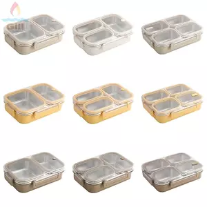 Hộp GILL Bento, Hộp cơm trưa 2 / 3 / 4 chống rò rỉ, Hộp đựng thực phẩm bằng thép không gỉ chia kín hình chữ nhật dành cho sinh viên / Woker