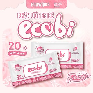 Túi 10 gói khăn ướt cao cấp Ecobi gói 20 tờ hương dịu nhẹ