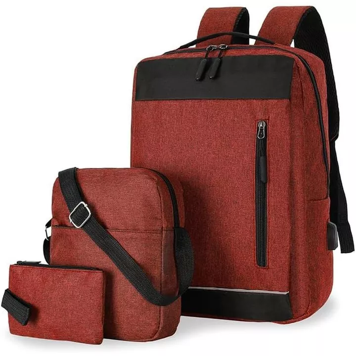 Ba lô dành cho nam Bộ 3 CÁI, Ba lô đựng Laptop, Ba lô đựng Laptop bền bỉ chống trộm du lịch công sở có cổng sạc USB (Đen)