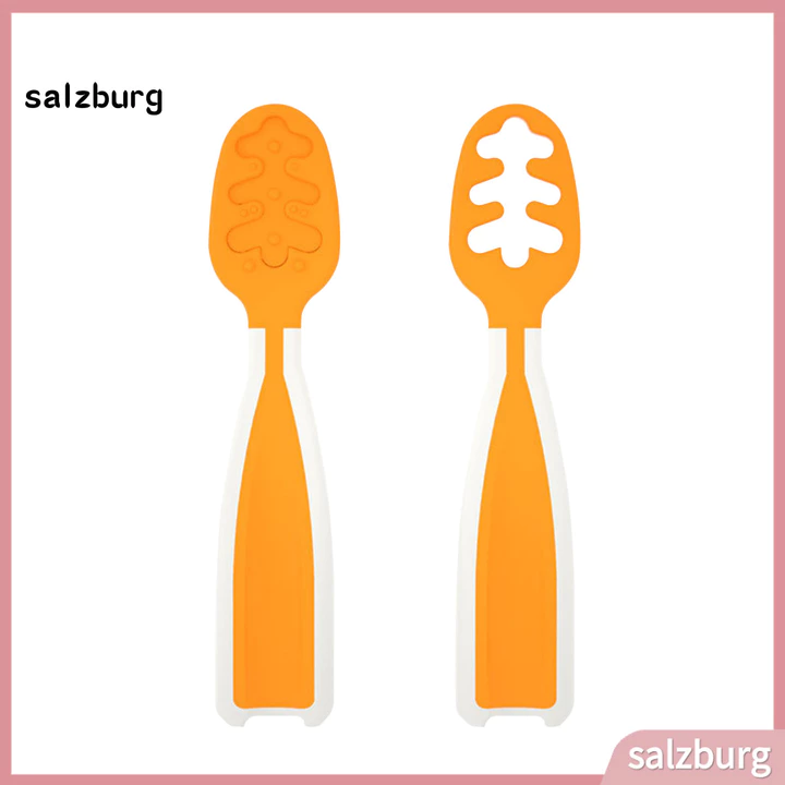 < salzburg > Thìa Ăn Cho Bé Muỗng Huấn Luyện Thực Phẩm Cho Bé 2 Chiếc Thìa Huấn Luyện Thực Phẩm Cho Bé Bộ 6 Tháng Chất Liệu Tpe An Toàn Màu Sắc Tươi Sáng Di Động Tự Cho Bé Ăn Cho Blw