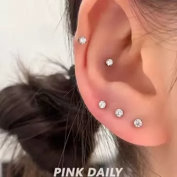 Bông Tai Tai Bông Tai Bông Tai Bông Tai Bông Tai Hồng Hàng Ngày Mini Nhỏ Siêu Nhấp Nháy Hợp Kim Đồng Bông Tai Nữ Xuyên Bông Tai Ốc Bông Tai Ngủ Pick-Free Bông Tai 8.12 DD