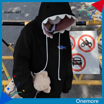 Áo hoodie cá mập ONEM Áo hoodie nam vui nhộn và sành điệu Áo hoodie Patch cá mập vui nhộn – Áo thun dáng rộng thể thao sành điệu ấm cúng cho các cặp đôi Mùa thu hoàn hảo cho nam giới cho khu vực Đông 