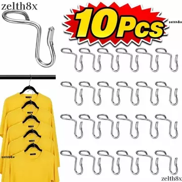 ZELLH 10 Cái Móc Kết Nối Móc Treo, Móc Treo Quần Áo Tiết Kiệm Không Gian Nhiều Lớp Móc Mở Rộng, Móc Treo Tủ Quần Áo Kim Loại Thiết Thực Móc Tủ Quần Áo Lưu Trữ Quần Áo
