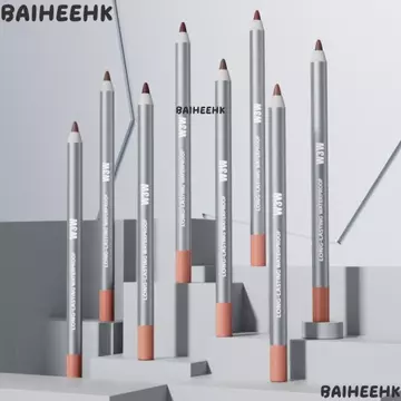 Bút chì lót môi mờ BAIH, Bút chì viền môi chống thấm nước 8 màu, có máy mài Bút son môi lâu trôi chống nhòe Trang điểm môi