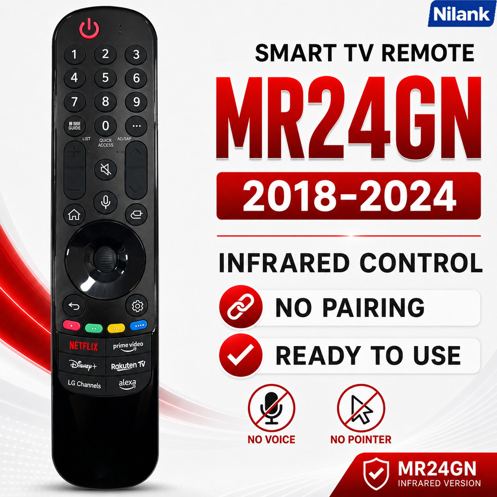 NiLANK Remote Điều Khiển Tivi LG MR24GN Hồng Ngoại Cho Smart TV 2018-2024, Không Giọng Nói Không Chuột, Dùng Ngay