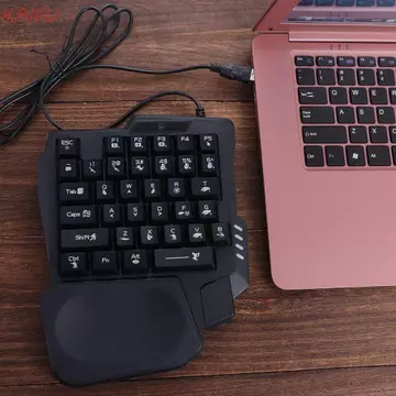 Bàn phím một tay KAIFU, Bàn phím đơn Mini siêu mỏng, Bàn di chuột cầm tay đơn 35 phím Bàn phím cơ chơi game có dây phát sáng PC để bàn