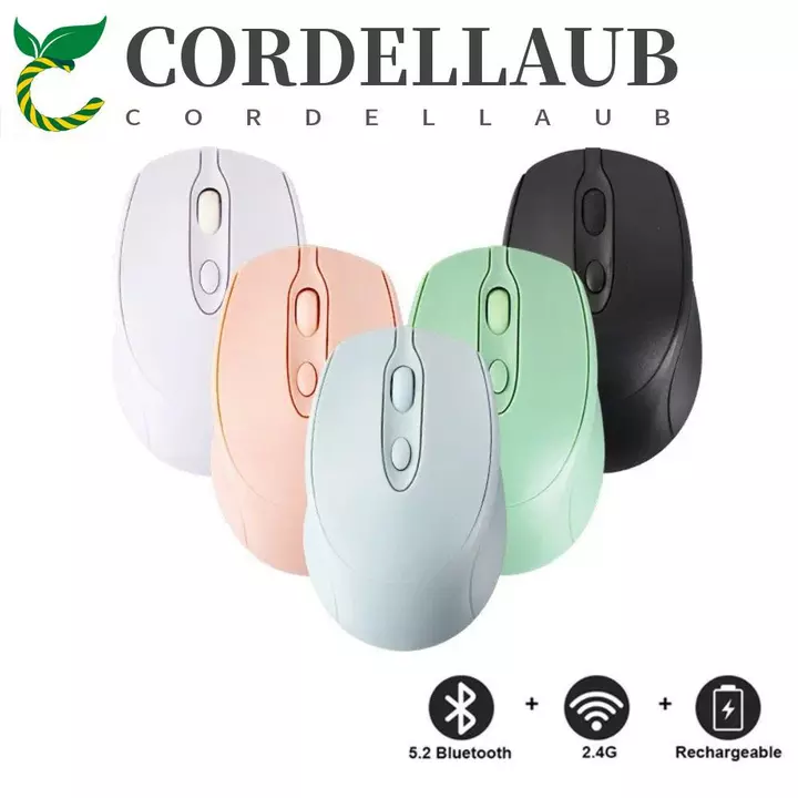 Chuột không dây CORDELLAUB Macaron, Chuột không dây công thái học có thể sạc lại 2.4Ghz + BT5.0, Chuột chơi game không ồn ào Tuổi thọ pin dài Chuột không dây Morandi tiện lợi Văn phòng / Nhà