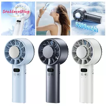 Quạt điện tốc độ cao Ổn định, Màn hình LCD Quạt cầm tay 100 tốc độ, Quạt Mini cầm tay TEC Ice Cooling 5200mAh Hoạt động im lặng Quạt Mini di động cho ngoài trời
