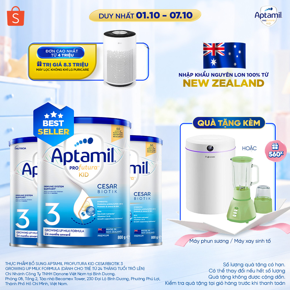 [MUA KÈM DEAL SỐC] CB3 Sữa bột Aptamil Kid Cesarbiotik New Zealand số 3 - Synbiotic đặc chế