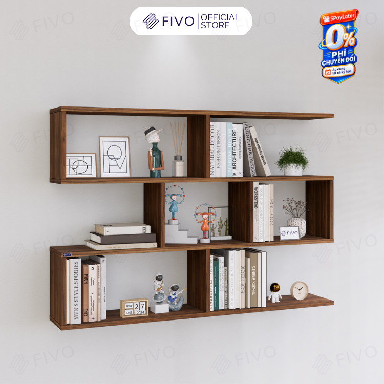 Kệ Sách Gỗ Treo Tường FIVO FB44 Đa Năng, Thiết Kế Âm Tường, Chất Liệu Gỗ Dày Chống Ẩm, Dễ Dàng Lắp Ráp