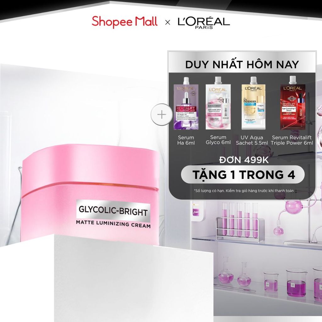 Kem Dưỡng Sáng Da Đột Phá [MelasylTM] Làm Mờ Thâm Nám Glycolic-Bright Matte Luminizing Cream L’Oréal Paris 50ml
