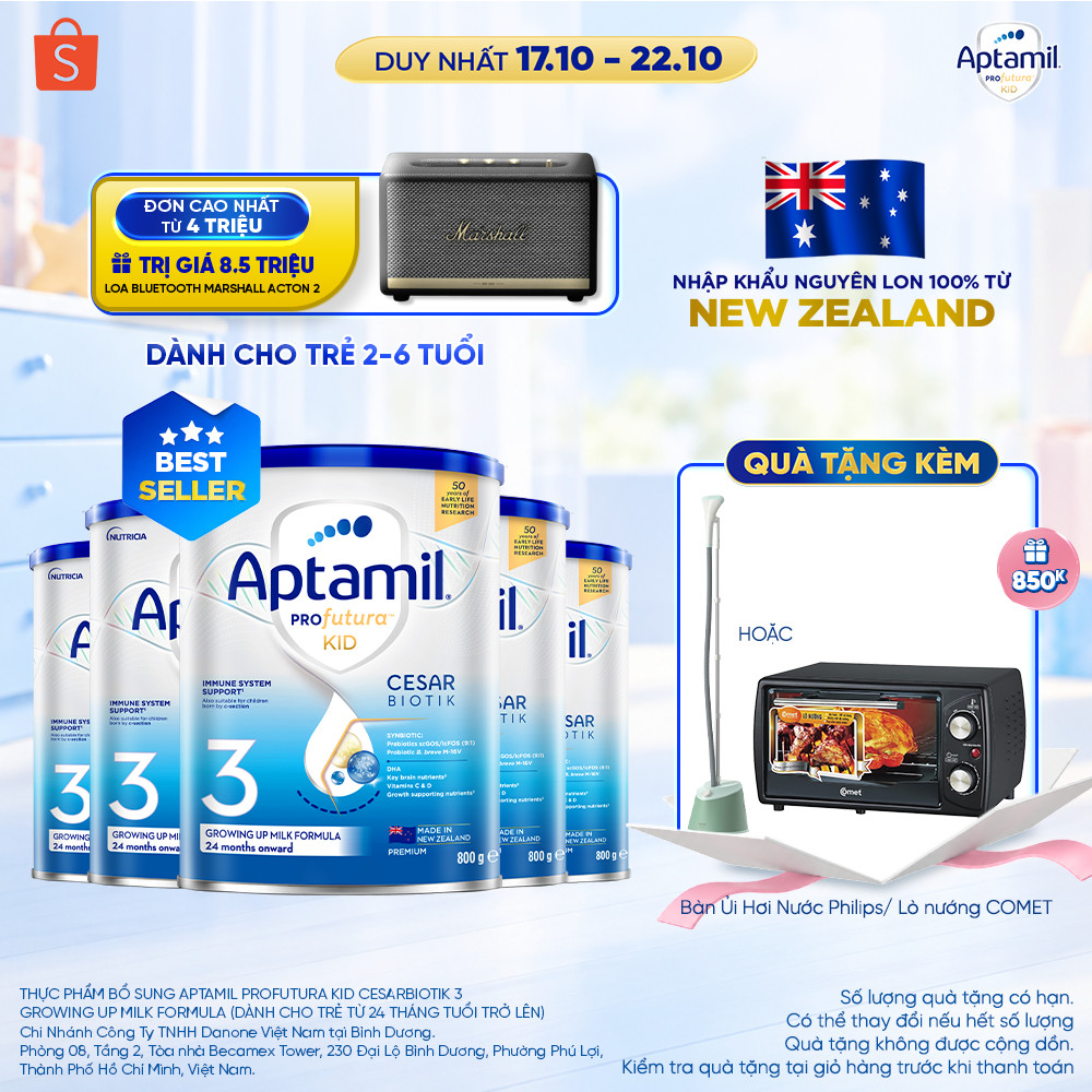 [MUA KÈM DEAL SỐC] CB5 Sữa bột Aptamil Kid Cesarbiotik New Zealand số 3 - Synbiotic đặc chế