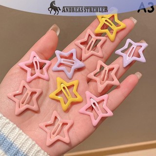 Onetimingfine 10 Cái / bộ Ngôi Sao Đầy Màu Sắc Dễ Thương Pentagram Y2k Ngôi Sao Năm Cánh Bobby Snap Kẹp Phụ Kiện Tóc VN