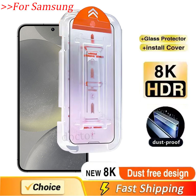Kính cường lực Tự hút bụi,Khung tự dán cho Samsung ss Galaxy S24 Ultra S23 FE S22 S21 Plus S10 Note 20 10 Lite 5G 4G 2025