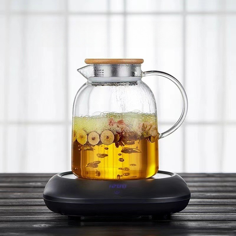 Ấm Siêu Tốc Lạnh Đơn Giản Dung Tích Lớn Thủy Tinh Borosilicate Cao Ấm Trà Hộ Gia Đình Tre Nắp Thép Thơm Trà Chịu Nhiệt Độ Cao Lạnh