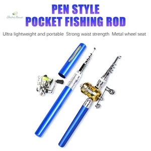 Thanh Bỏ Túi Siêu Ngắn Thanh Thép Thanh Câu Cá Micro Nhỏ 1m 1.4m 1.6 Cuộn Trống Câu Cá Đá mới