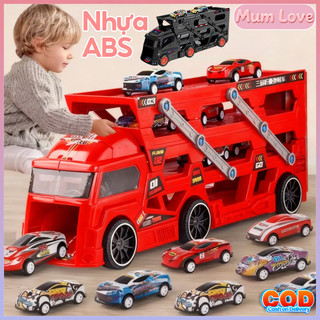 Ô Tô đồ Chơi Xe Tải 3 Tầng Kèm 6 Xe đua Nhỏ,Chất Liệu Nhựa ABS,Đường đua Có Thể Gấp Lại,Quà Sinh Nhật Cho Bé Trai