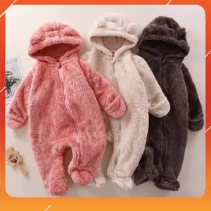 Body liền tất liền bao tay mùa đông Bodysuit lông cừu san hô dài tay Hàng Quảng Châu cho bé trai bé gái SLD19