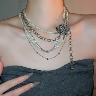 Vòng cổ tròn xếp ly đính cườm zircon thời trang và sang trọng