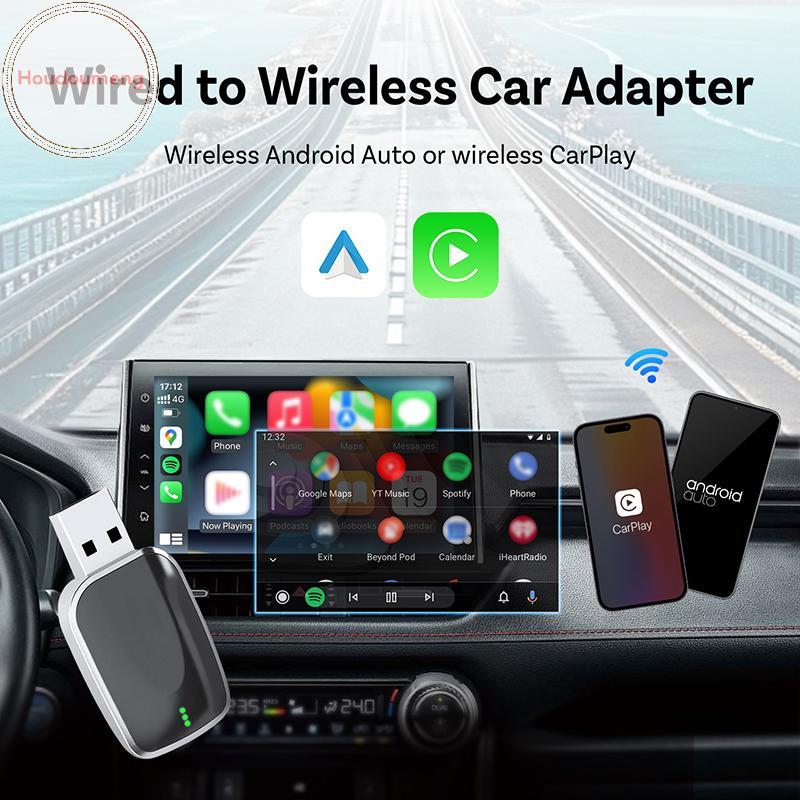 Hodou 2in1 Wireless CarPlay Android Auto Adapter AI Box Plug & Play Kết nối tự động Tương thích với 99% ô tô cho đài phát thanh ô tô VN