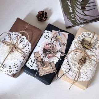 Giấy Ren Tròn Trang Trí Đồ Gói Card Decor Vintage Làm Thiệp Dán Scrapbook Timo GQ64