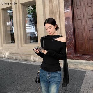 EGN Áo thun dài tay hở vai kiểu Pháp dành cho nữ N