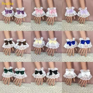 Pealike Phong Cách Nhật Bản Gothic Tay Tay Vòng Đeo Tay Ngọt Xù Ren Nhiều Màu Nơ Người Giúp Việc Cosplay Vòng Tay Wristb