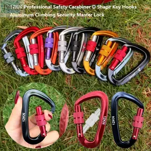 Móc chìa khóa an toàn chuyên nghiệp JVSUB, Thiết bị bảo vệ leo núi 48 * 80mm Móc chìa khóa hình chữ D, Khóa leo núi bằng nhôm 12KN 7 màu