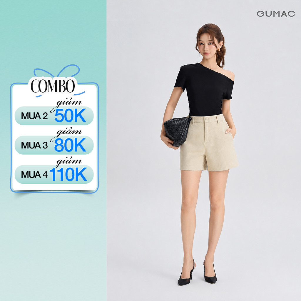 Quần Short Nữ GUMAC Form A Cơ Bản Bản Lưng Rời Túi Xéo Tiện Lợi Có Con Đỉa Thiết Kế Thanh Lịch Tôn Dáng LSHG05058