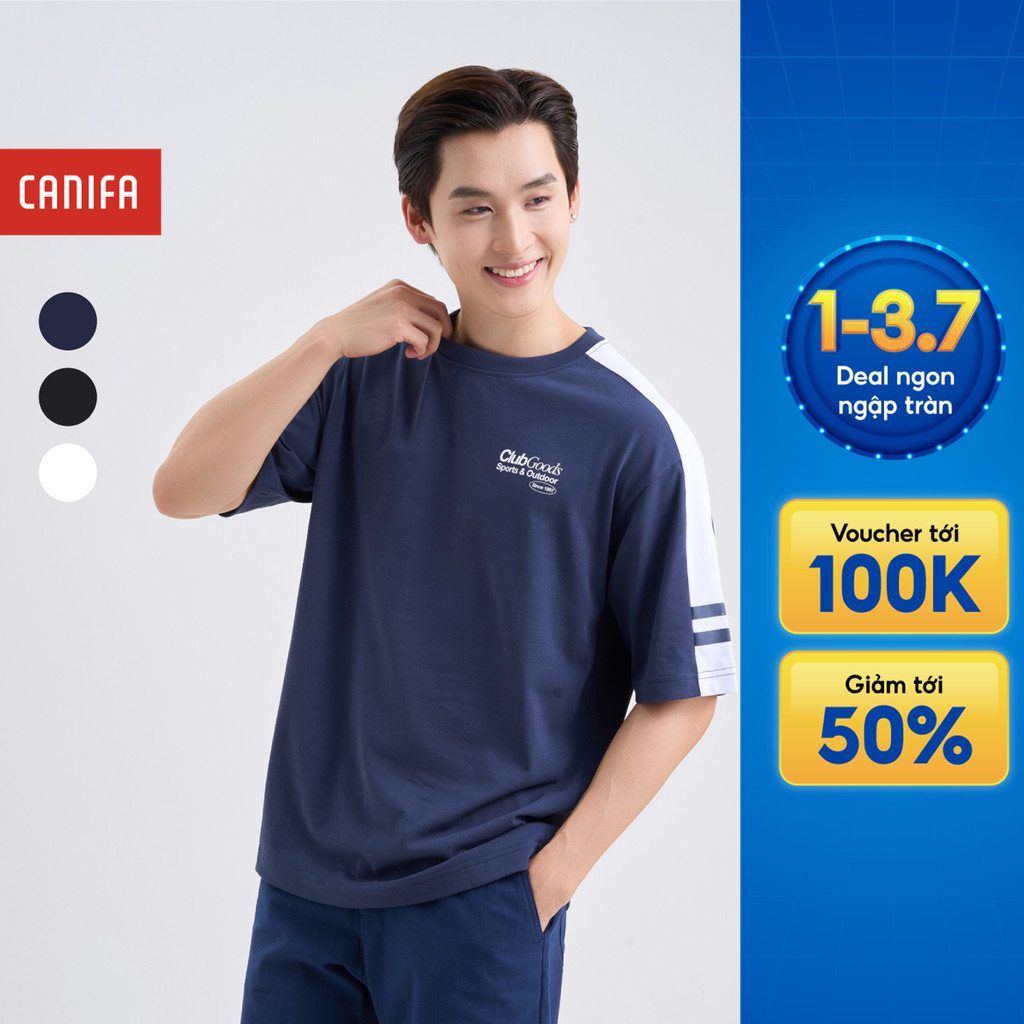 Áo phông nam CANIFA cộc tay cổ tròn in họa tiết 8TS25S003