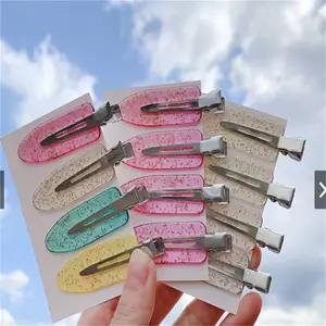 MAKY 4 Cái / bộ Liền Mạch Nhựa Rộng Trong Suốt Màu Kẹo Kẹp Tóc Bảo Vệ Tóc Trang Điểm Dubill Clip VN