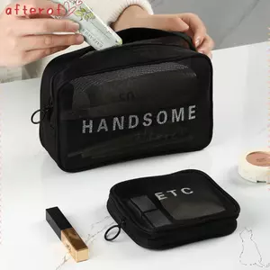 Túi trang điểm AFTEROF, Túi đựng mỹ phẩm nhỏ trong suốt bằng lưới, Hộp đựng bút chì dung lượng lớn Neceser Nylon Du lịch