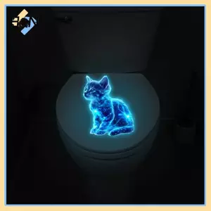 B & N Glow-In-The-Dark Galaxy Cat Toilet Seat Stier Tự dính và có thể tháo rời Hoàn hảo để trang trí nắp và bình đựng bồn cầu.