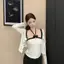Áo len Cardigan dài tay cổ điển sang trọng ren Jacquard mùa hè Bộ đồ thời trang phong cách mới