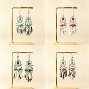 Phong Cách Dân Tộc Bohemian Tua Rua Bông Tai Dài Mùa Hè Hàng Ngày Kỳ Nghỉ Bông Tai Miao Bông Tai Bạc