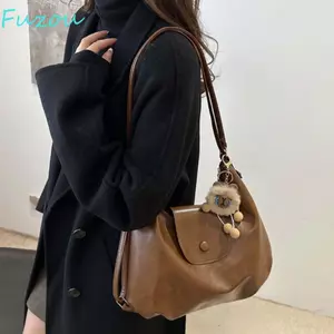 Túi FUZOU PU Hobo, Túi đeo nách kiểu Pháp có nút từ tính dung tích lớn, Túi xách họa tiết ba lô cổ điển chống văng nước cổ điển hàng ngày