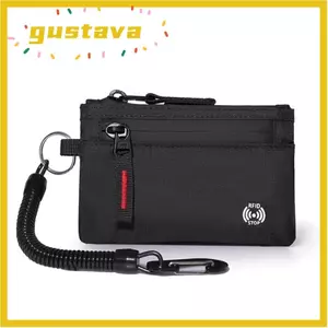 Ví nam GUSTAVA, Hộp đựng thẻ tín dụng bằng Nylon mỏng, sang trọng có dây kéo Rfid Thẻ chìa khóa chống trộm Ví nam