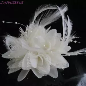 JUNYUE88US Hoa Lông Vũ Kẹp Tóc Ngọt Ngào Vintage Đính Hạt Trẻ Em Mỏ Vịt Kẹp Tóc Cô Dâu Cưới Kẹp Tóc Khiêu Vũ Chương Trình Mũ Nón Cho Bé Barrettes Đảng Mũ