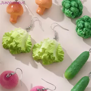 JUNYUE88US Bông tai Dangle rau mô phỏng, Bông tai Bohemia Bông tai dễ thương phong cách Hàn Quốc, Xà lách ngộ nghĩnh, Phụ kiện trang sức Bông tai nấm hợp kim nữ