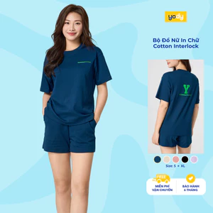 Bộ đồ nữ YODY set áo thun quần short năng động, thoải mái có dây rút, in chữ trẻ trung WCST25S064