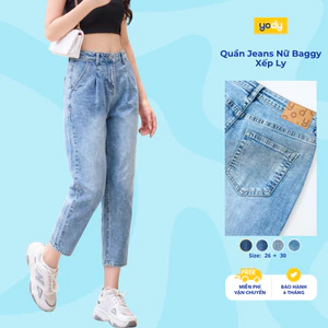 Quần jean nữ Yody dáng baggy thoải mái, quần bò co giãn, cạp cao chuẩn trend TRA- WCJE26A002