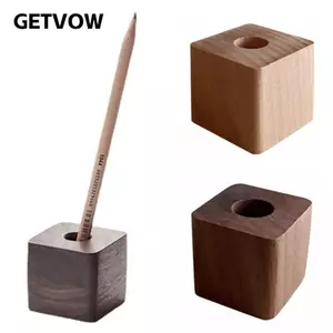 Hộp đựng bút GETVOW, Hộp đựng bút vuông bằng gỗ, Giá đỡ bút chì tiết kiệm không gian đa chức năng sáng tạo để bàn lưu trữ văn phòng phẩm